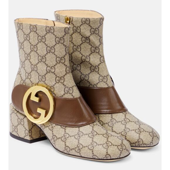 Gucci Blondie Interlocking G Ankle Boot Supreme GG 701706 Brown - Picture 1 of 12